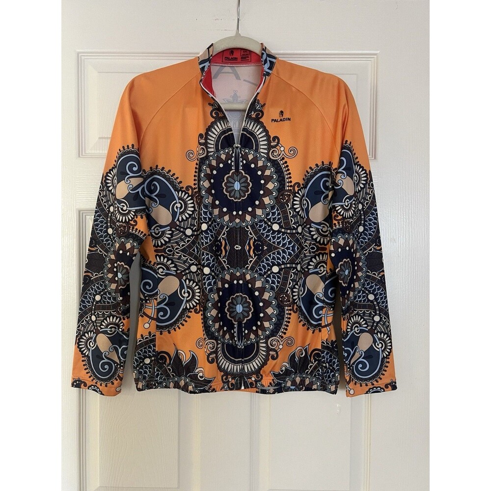 Paladin Women's Long Sleeve Cycling Jersey XXL (Fits like Large) Orange Mandala